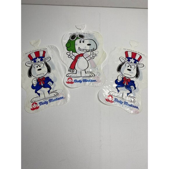 1971 Set 3 Dolly Madison Cupcakes Peanuts Snoopy Inflatables Balloons - Picture 2 of 10
